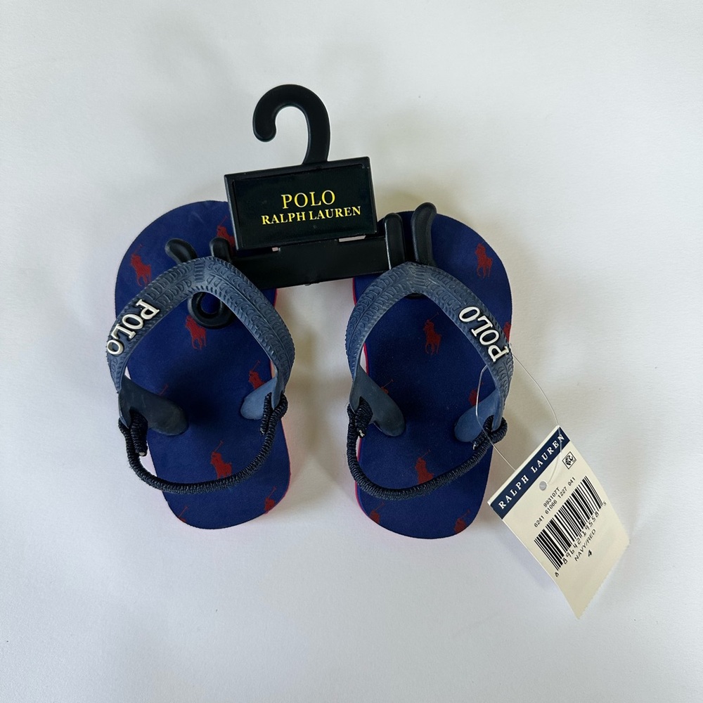 Polo by Ralph Lauren Baby Navy and Red Flip Flops